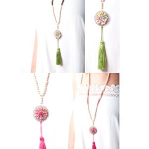 Sautoir Pompons Multicolore